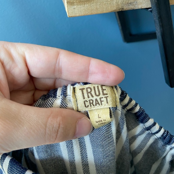 True Craft Blue Stripe Romper- Size L - Picture 6 of 7